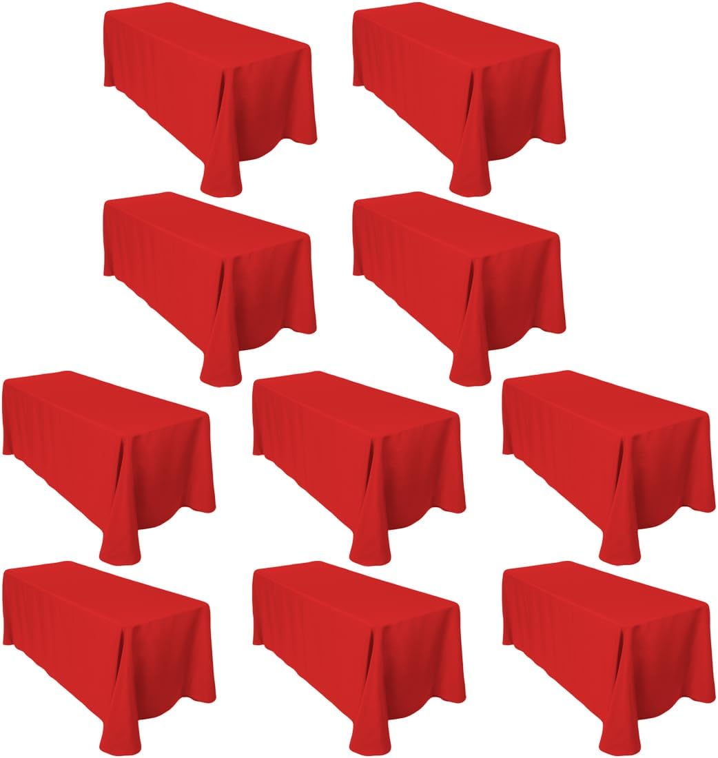 10-Pack Rectangular Tablecloths for Weddings and Parties