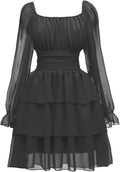 Elegant OBBUE Women's Summer Dress with Square Neck and Tie Back