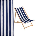Sunbathing Bliss: Beach Sling Chair Replacement Fabric - Prussian Blue & White