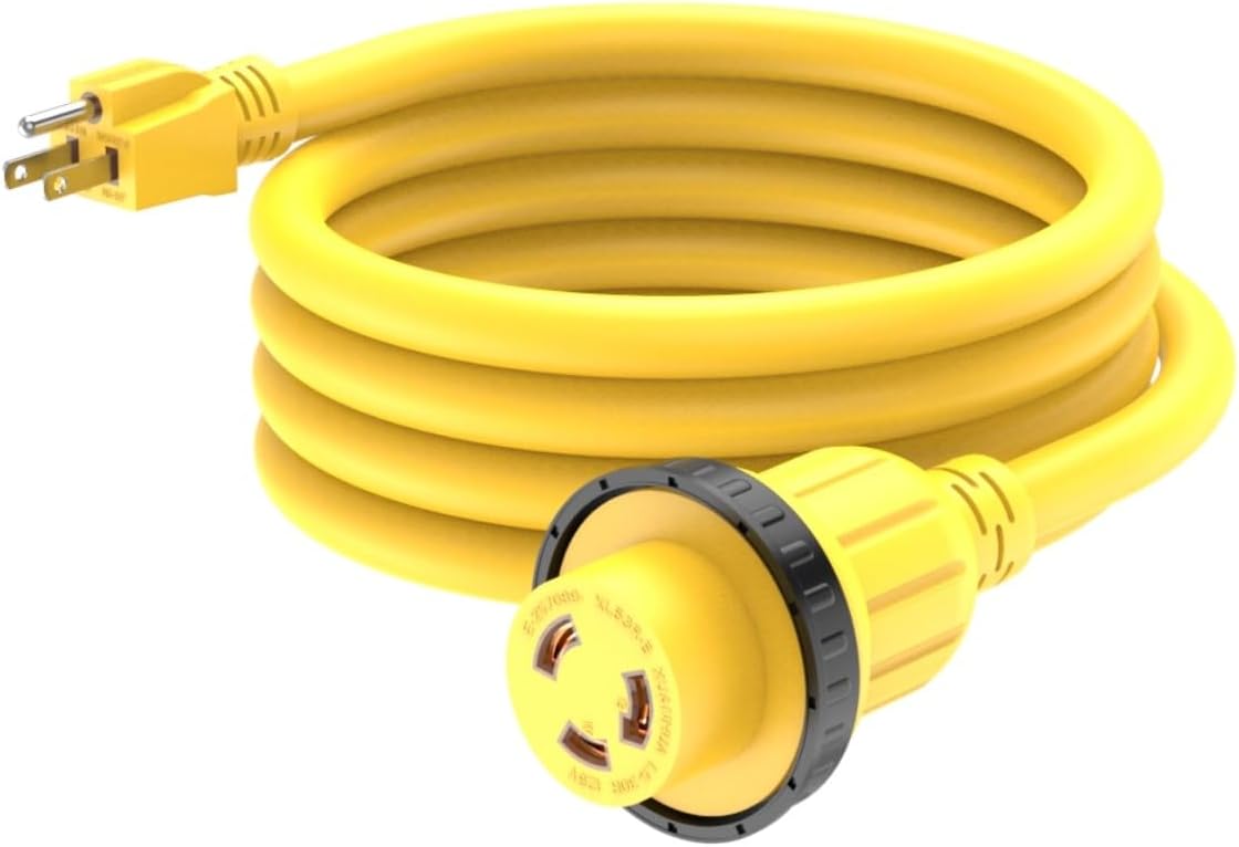 10FT 30-Amp to 15-Amp Marine & RV Extension Cord Adapter