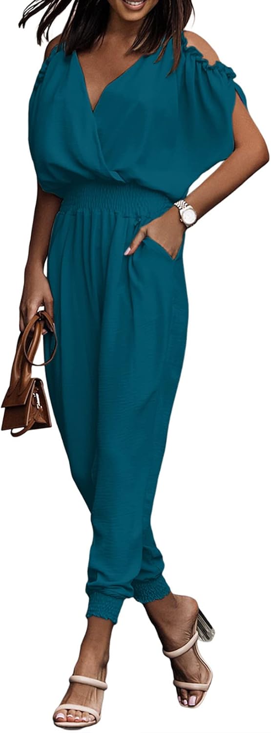Dokotoo Jumpsuit for Women: Dressy Casual Cold Shoulder Outfit