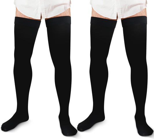 Zhanmai 2 Pairs Thigh High Men's Compression Socks for Comfort