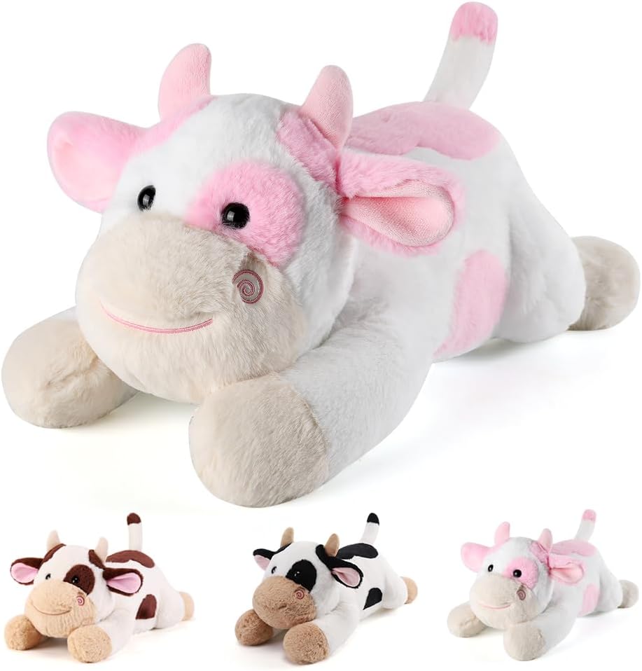 Cow Weighted Stuffed Animals - 22 Inch Plush Pillow for Comfort