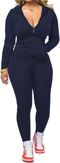 Women Two Piece Outfits Workout Set - Slim Fit Zip Hoodie & Joggers