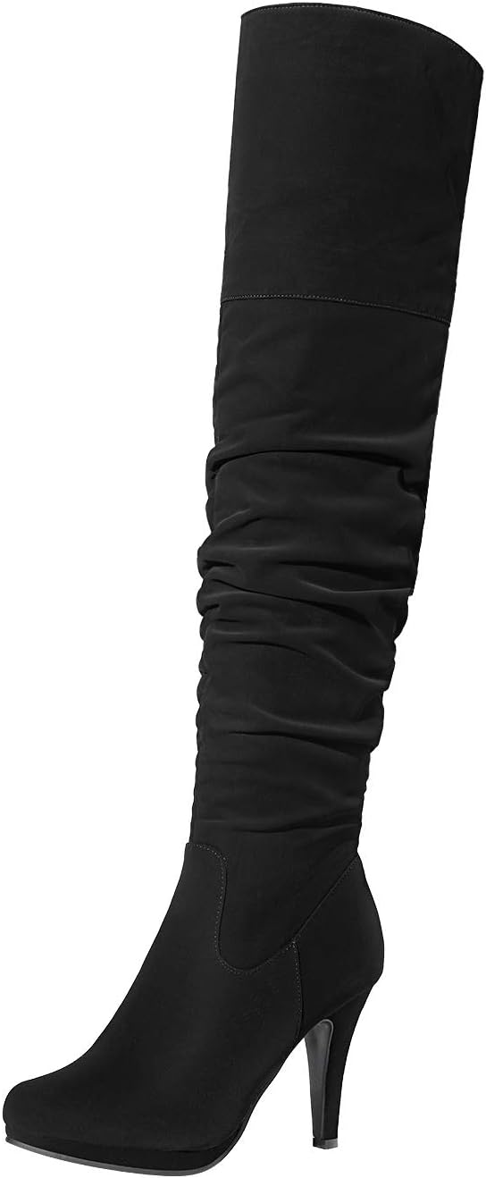 DREAM PAIRS Women's Chunky Thigh High Over The Knee Boots