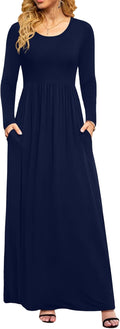 DB MOON Women Casual Long Sleeve Maxi Dress Empire Waist (Style ZJPM)