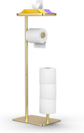 Day Moon Gold Free Standing Toilet Paper Holder with Storage - Compact