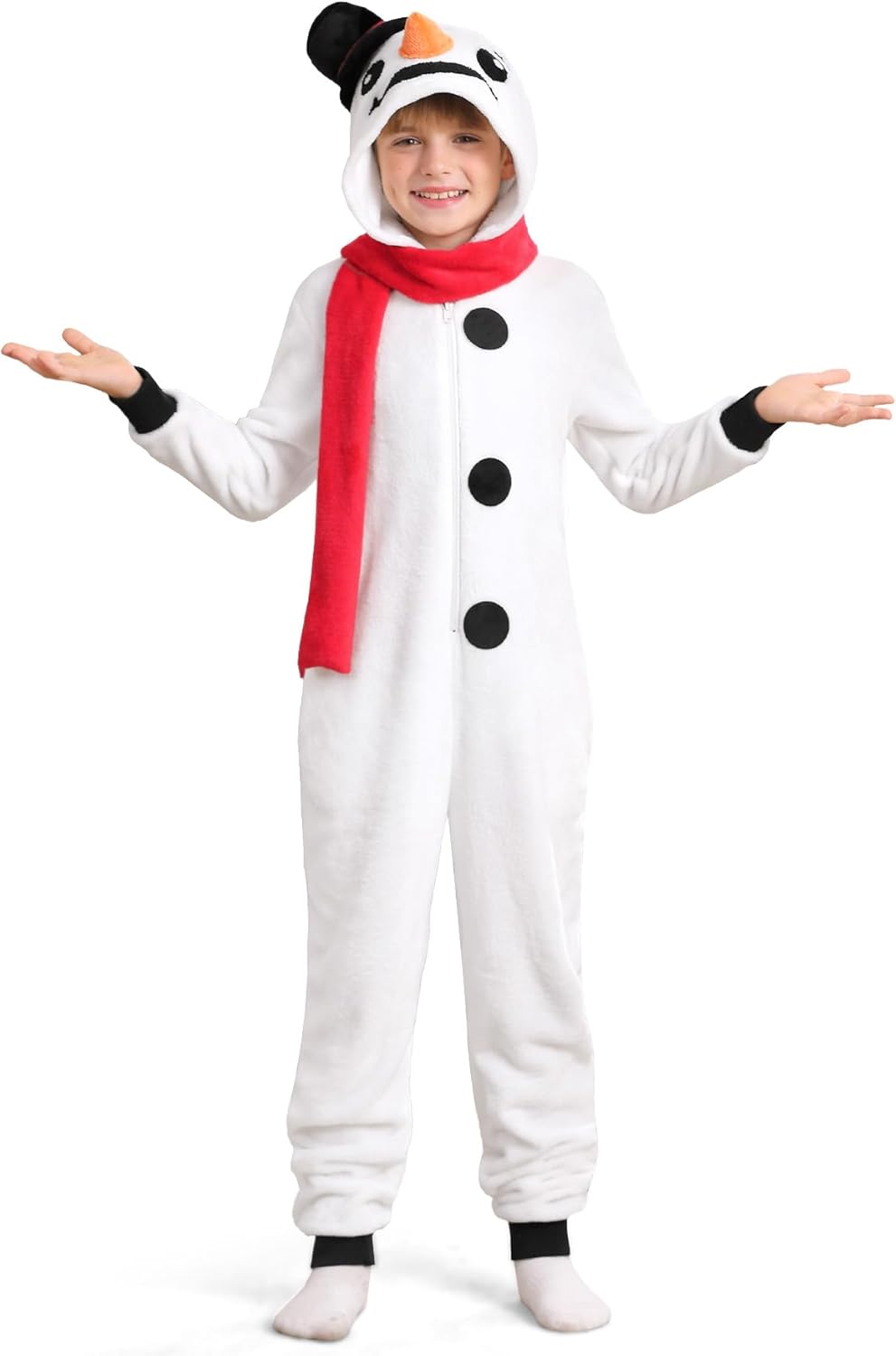 Kids Christmas Costume Flannel Hooded Outfits for Ages 4-14