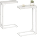 7 in Narrow C Shaped Side Table Set of 2 White - Slim Couch Tray