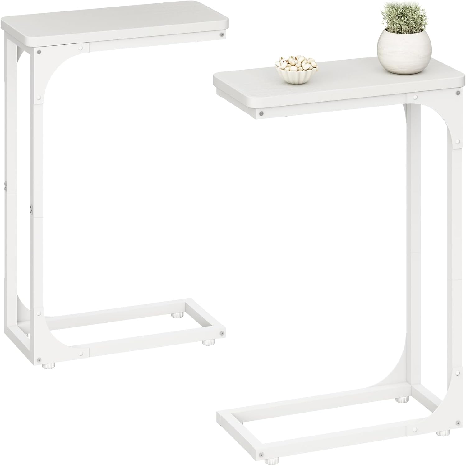 QEEIG Narrow C Shaped Side Table Set of 2 for Living Room