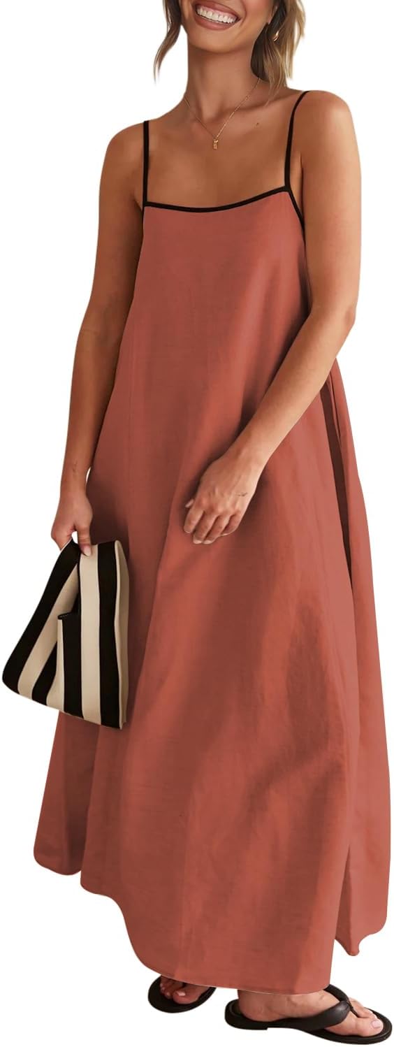 Senllen Women's Linen Dress for Summer Beach and Casual Events