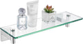 KOKOSIRI Floating Glass Shelf 12 in - Durable Stainless Bathroom Shelf
