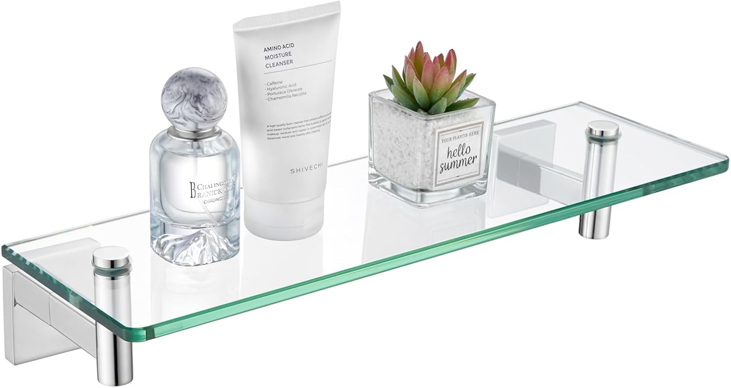 KOKOSIRI Bathroom Shelves Wall Mounted Floating Glass Shelf