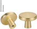 Brushed Gold Cabinet Knobs 10 Pack - Luxe Round Brass Finish