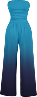 Women's Casual Strapless Wide Leg Jumpsuit - Summer Backless Romper