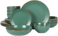 Hazeltine 16-Piece Green Stoneware Dinnerware Set - Durable Daily Use