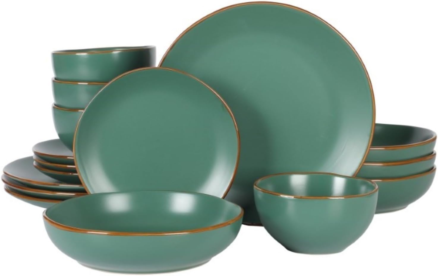 Gibson Home Hazeltine 16-Piece Green Stoneware Dinnerware Set