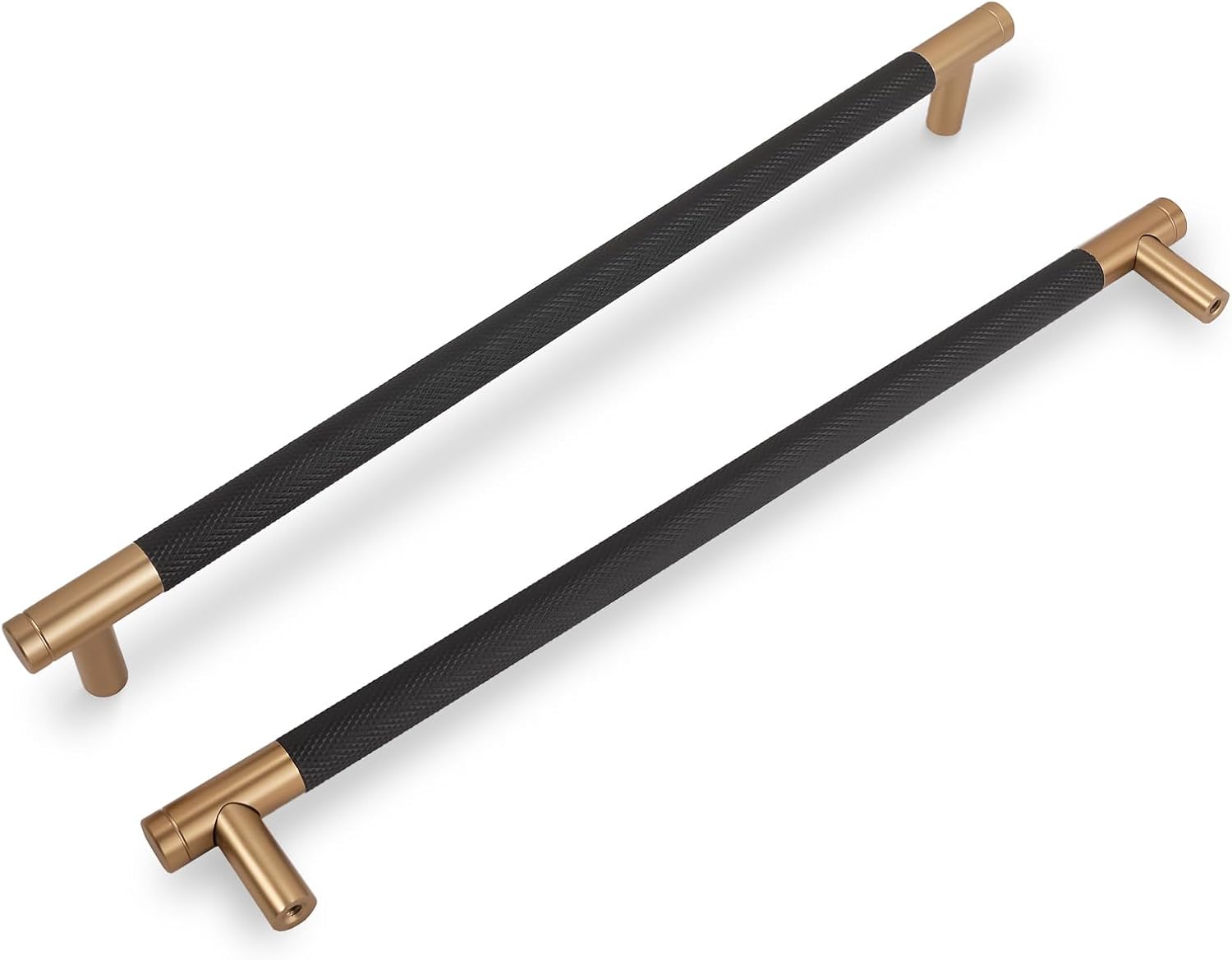 COTYKILEY 10 Inch Matte Black and Champagne Bronze Cabinet Handles