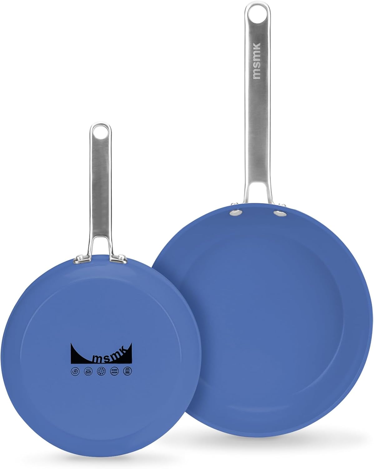 MsMk Ceramic Nonstick Frying Pan Set - 8-inch & 10-inch Blue
