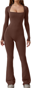 Women's Square Neck Wide Leg Full-Length Jumpsuit - Flattering Fit