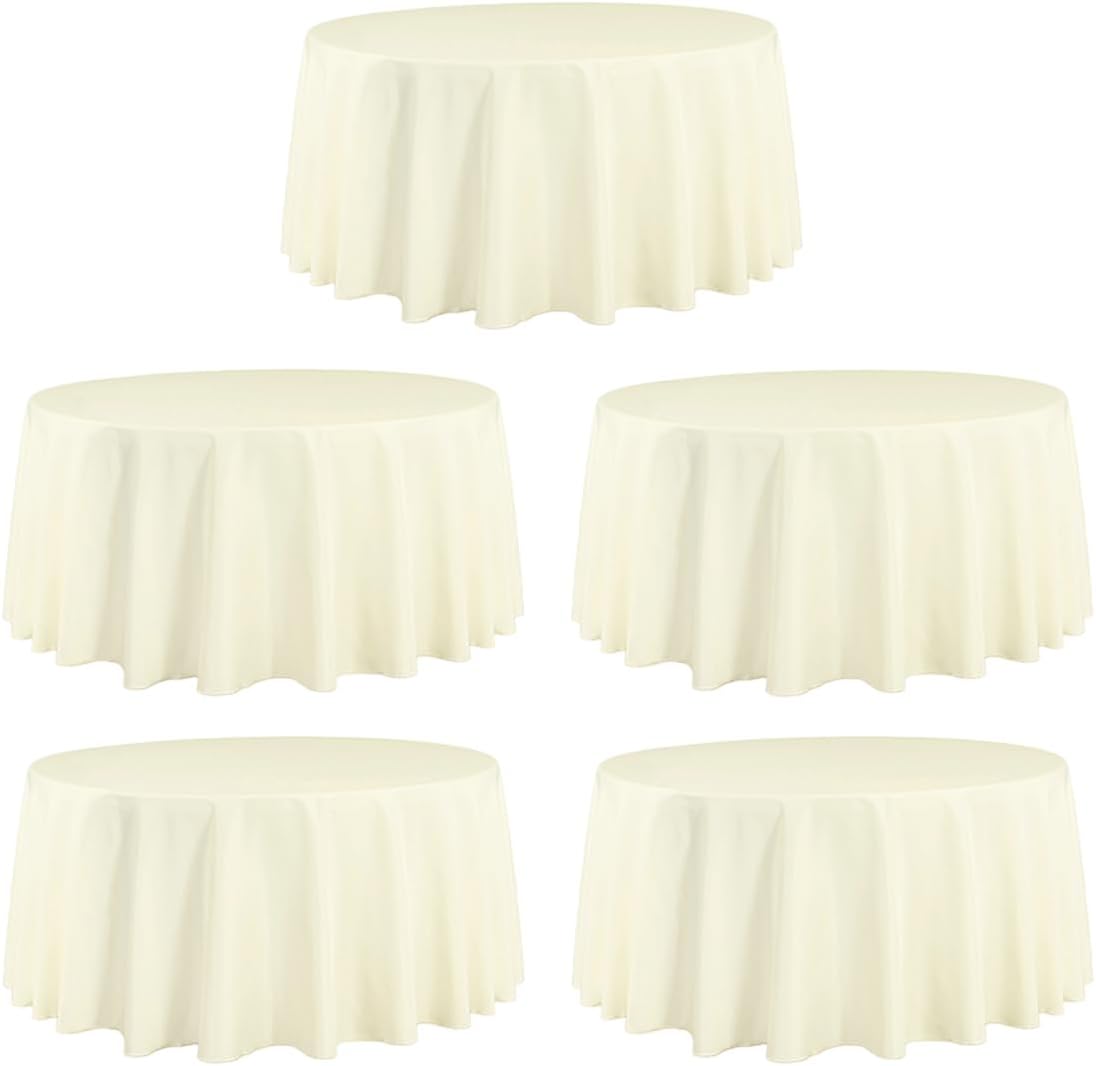 LTC LINENS 5 Pack 120 Inch Round Tablecloths for Events