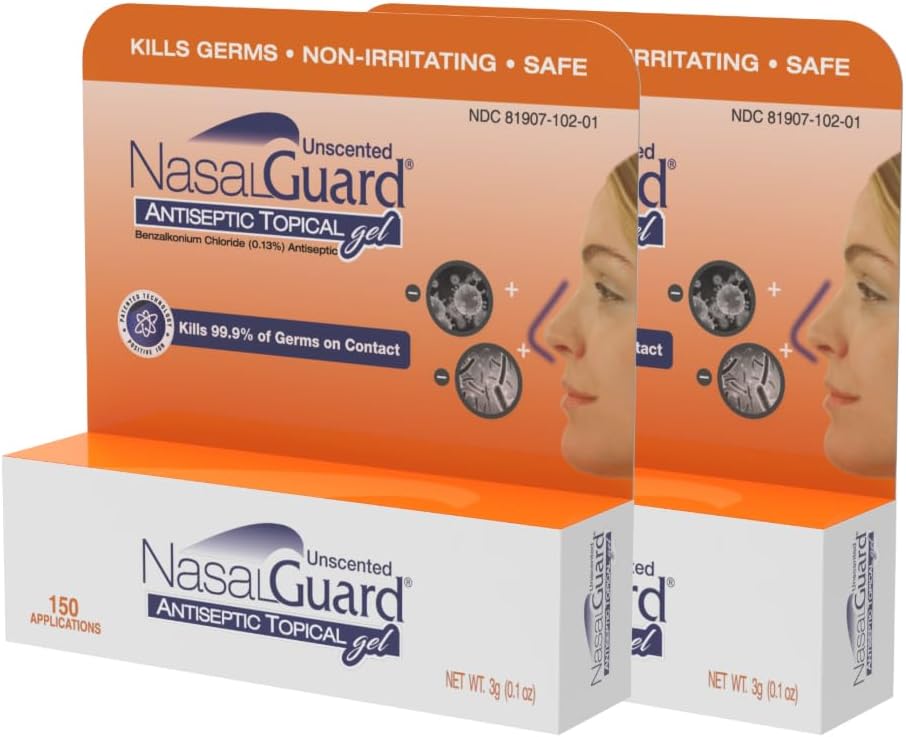 NasalGuard Antiseptic Topical Gel - Kills 99.9% of Germs