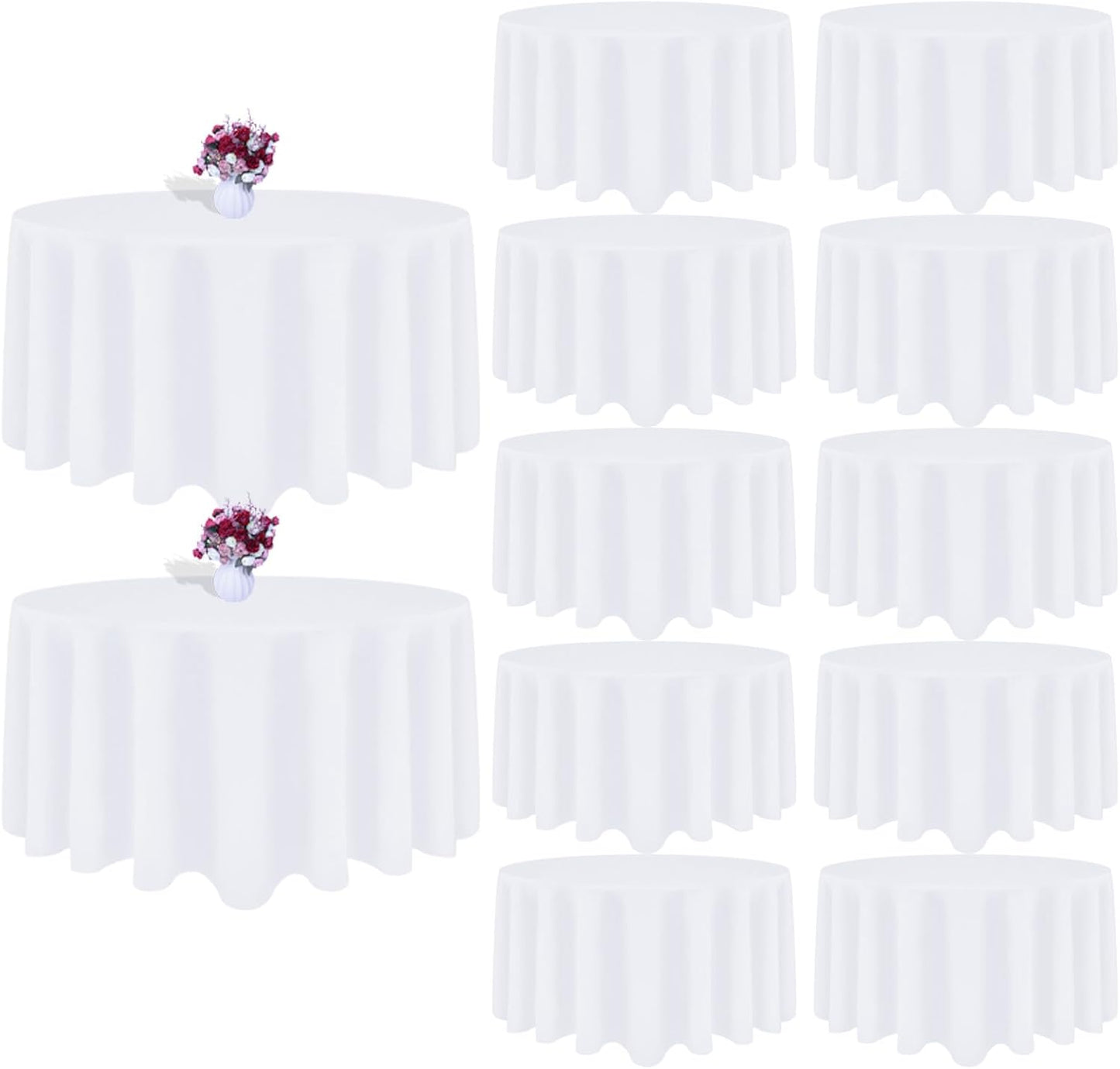 108 Inch White Round Tablecloths for Weddings and Events