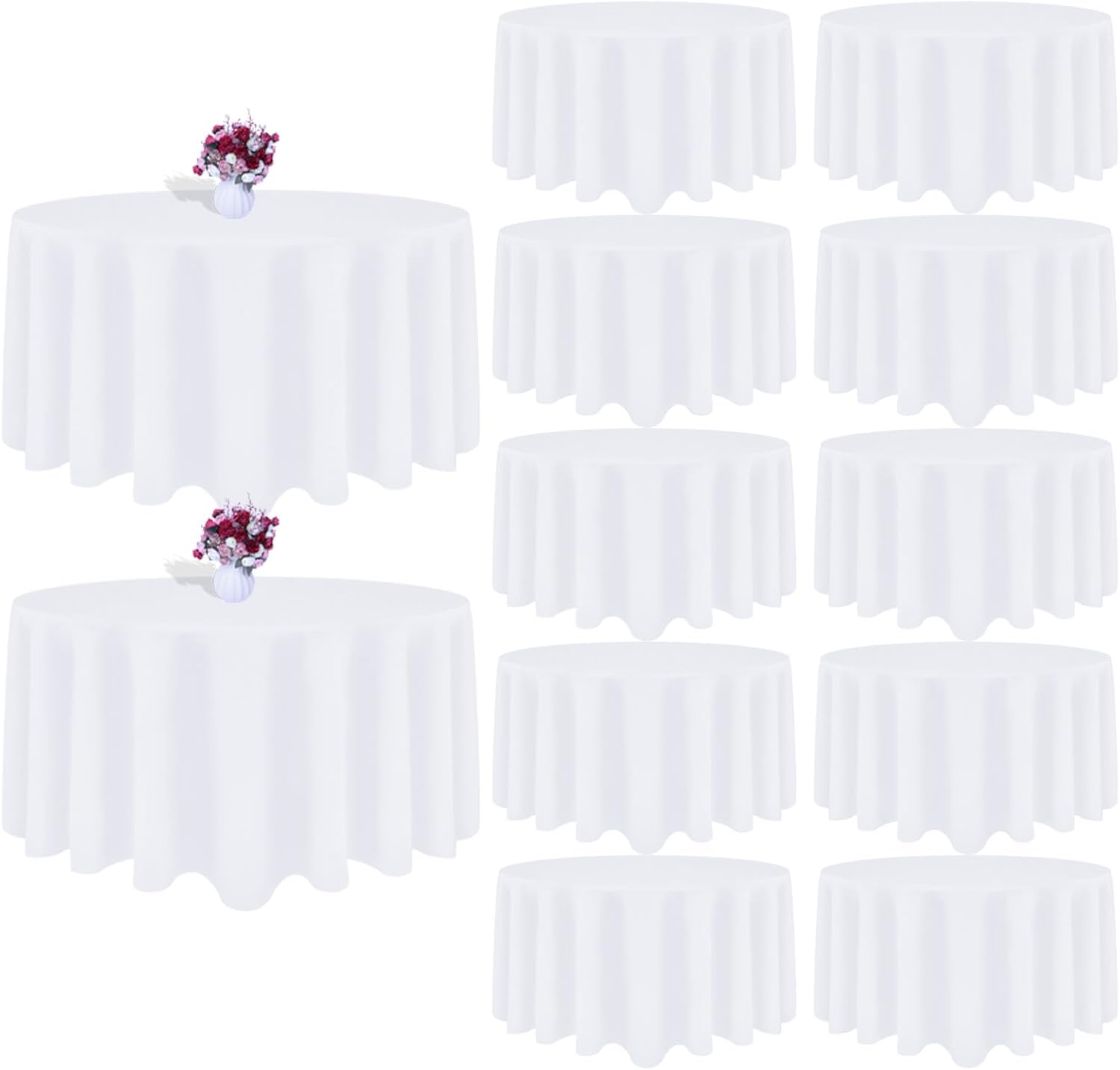 120 Inch White Round Tablecloths for Weddings and Events