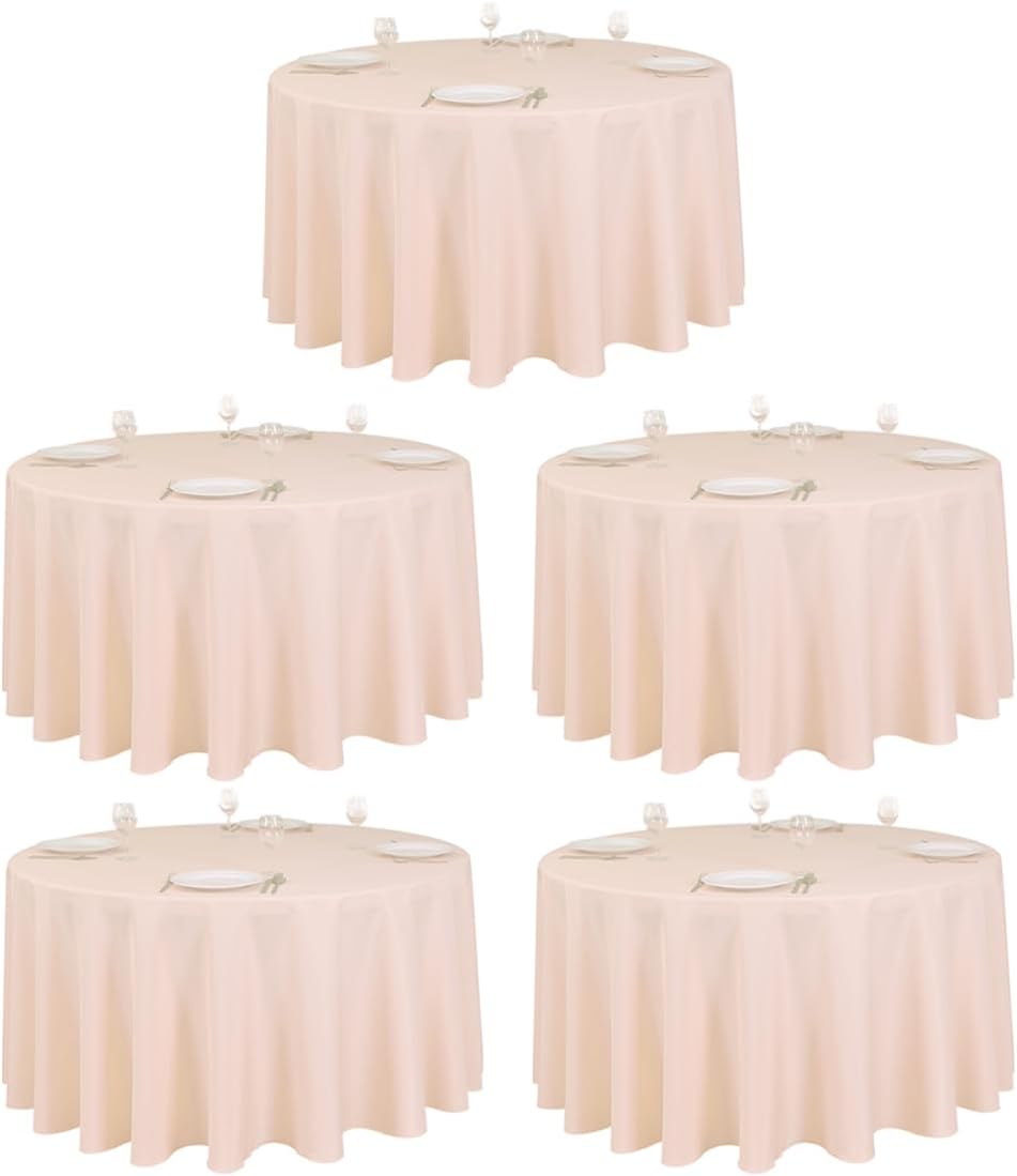 120 Inch Round Tablecloths for 60 Inch Tables - Peach 5 Pack