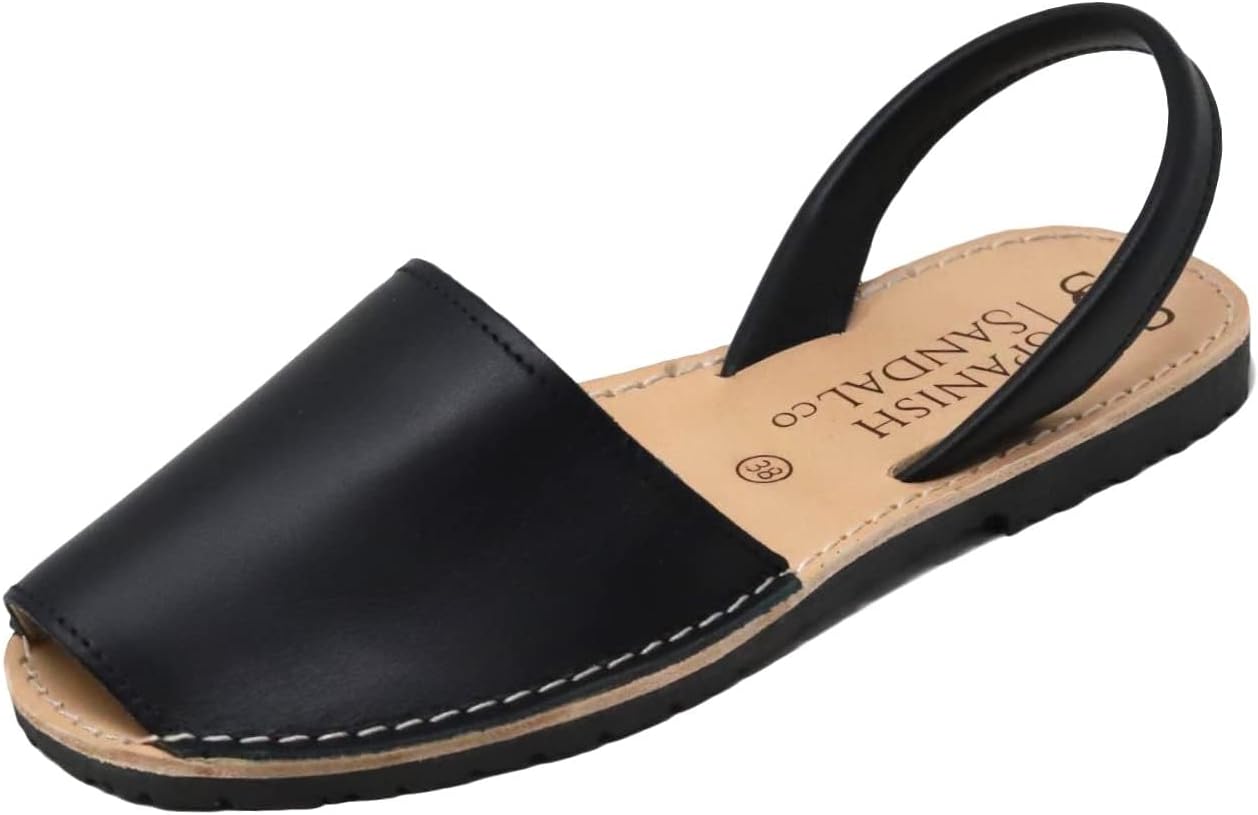 Classic Flat Sandals for Women - Dressy Soft Leather Peep Toe