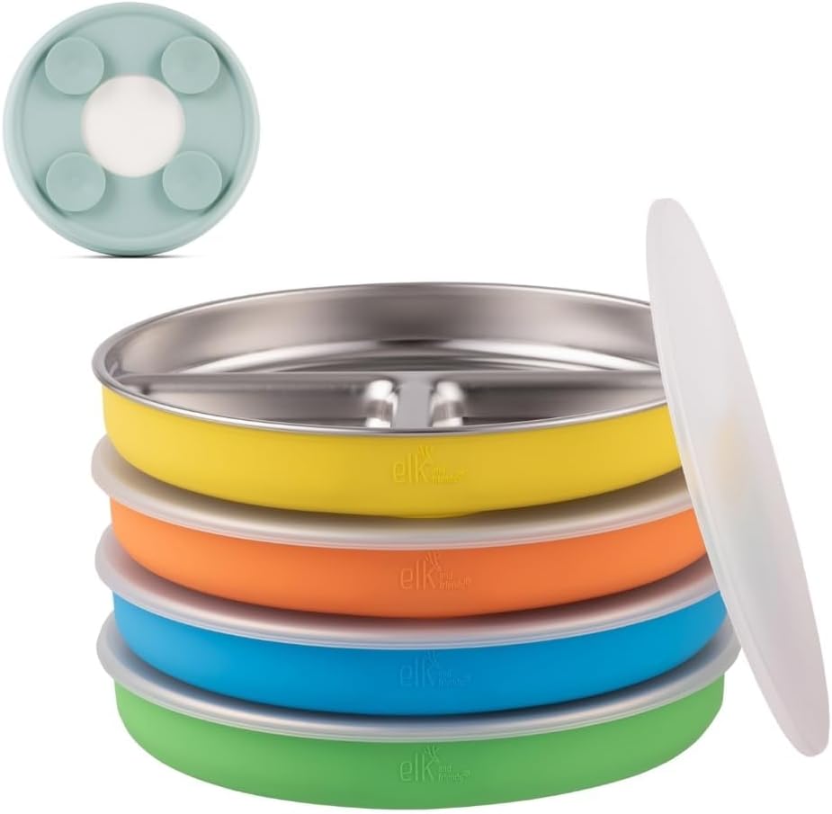 Stainless Steel Divided Plates with Silicone Sleeve for Kids