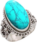 Solid 925 Sterling Silver Ring with Blue Copper Turquoise (Style 4CQL)