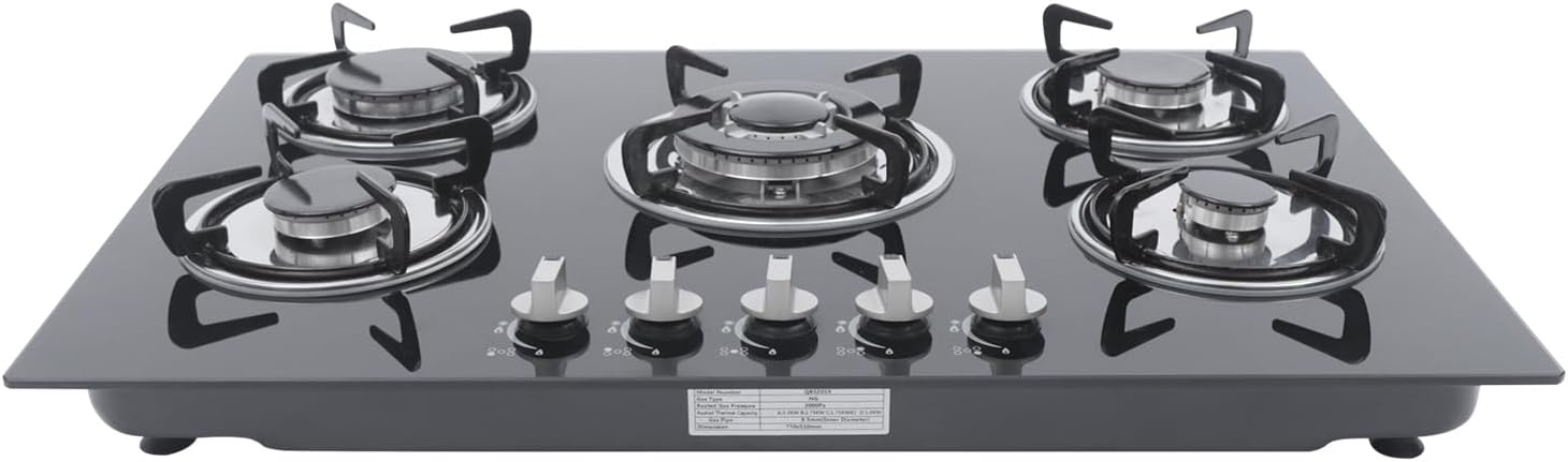 30 Inch Gas Cooktop with 5 Burners for Home or Restaurant Use