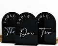 Black Arched Wedding Table Numbers 1-20 - Elegant 5x7 Acrylic Set