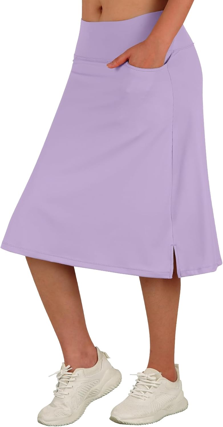 Women's Midi Length Skorts with 3 Pockets for Activewear