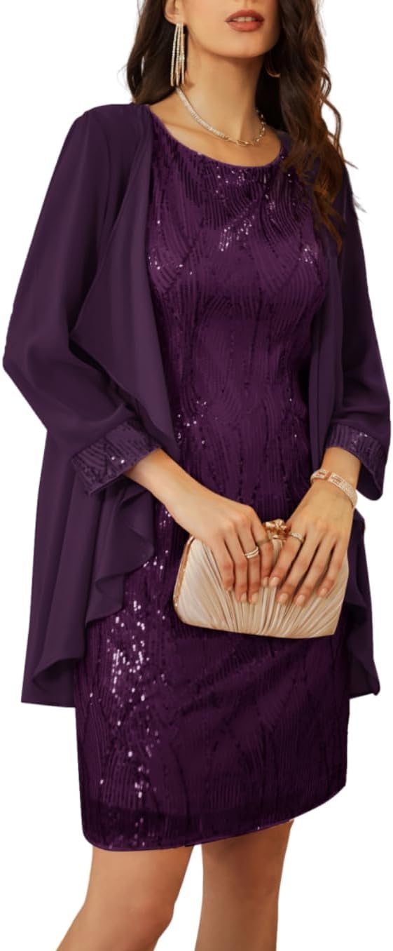 Stunning Women's Sequin Dress for Wedding Guests and Moms