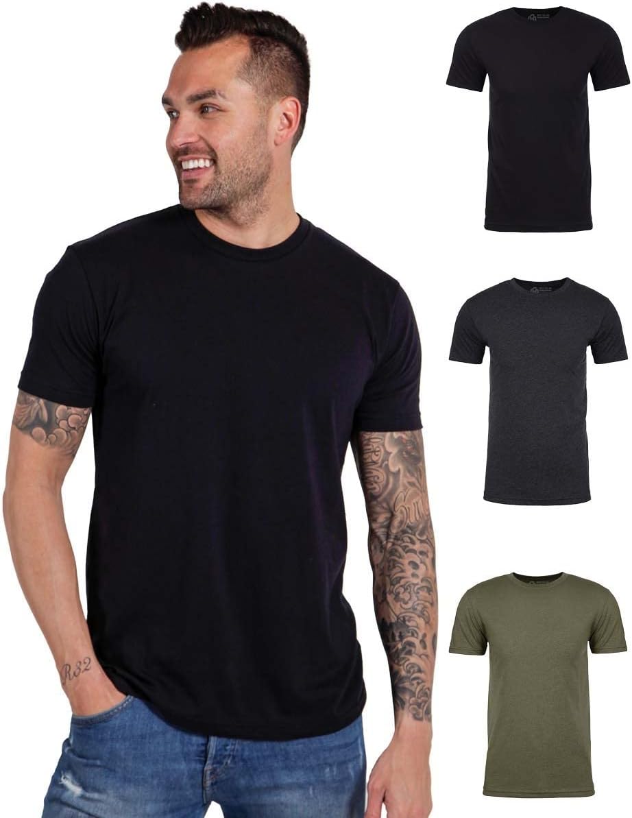 Athletic Fit Men's T-Shirts Soft Cotton Blend Crew Neck Tee