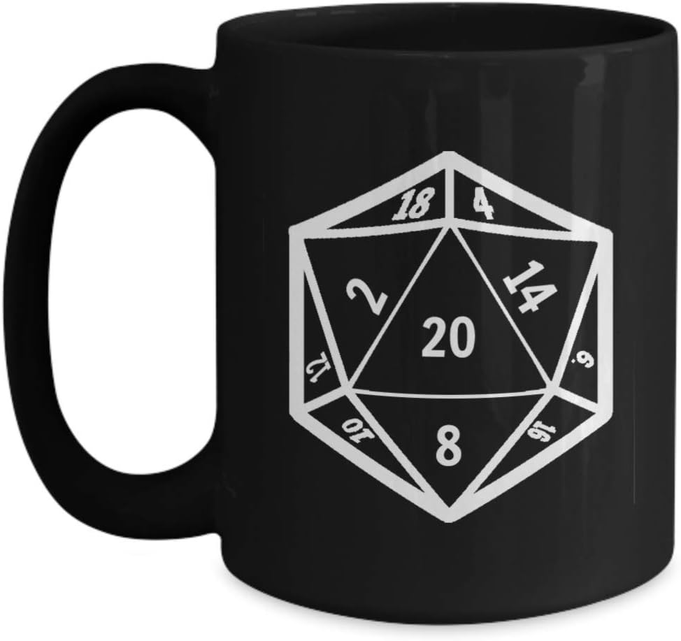 D&D Black D20 Mug: Level up your tabletop gaming!