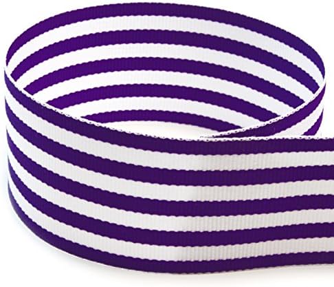 USA Made 1-1/2 in Purple & White Monarch Striped Ribbon