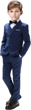 Boys Suits 5 Pieces Slim Fit Blazer Pants Black Blue Outfit Suit real