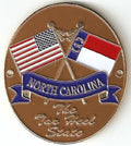 North Carolina & United States Flags Hiking Stick Medallion