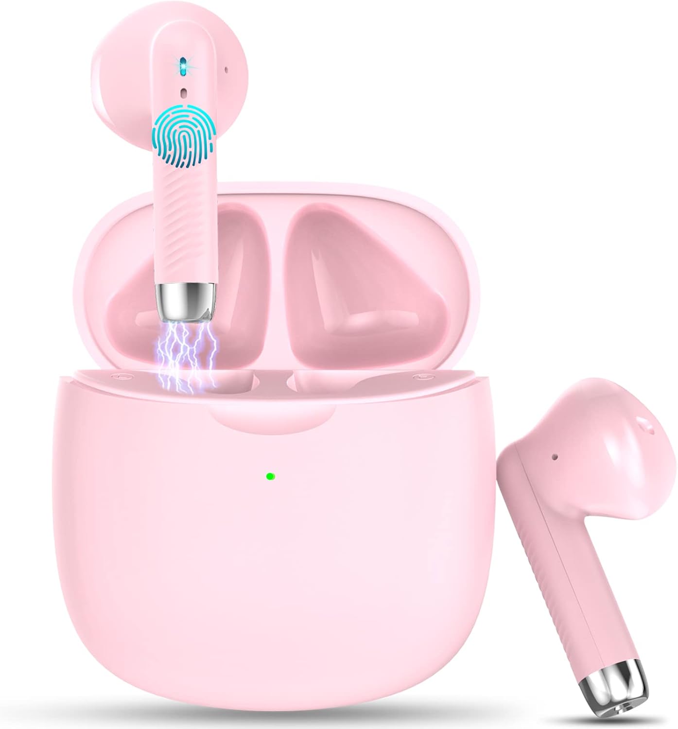 Jxrev Pink Wireless Earbuds | Noise Cancelling Mic | Stereo Bass
