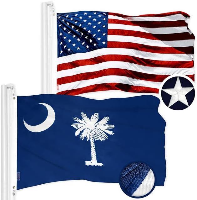 G128 Combo Pack: USA American Flag & South Carolina Flag 3x5 Ft