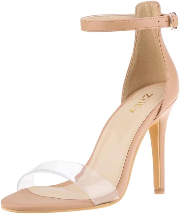 ZriEy Women's Heeled Sandals 4in Open Toe Stiletto High Heels
