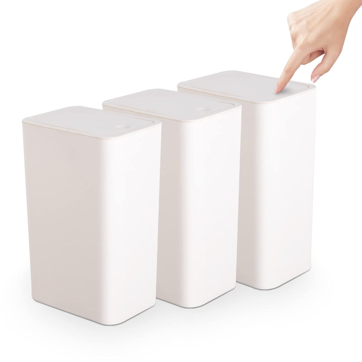 TrashAid 3 Pack Bathroom Trash Can with Lid - 2.6 Gallon