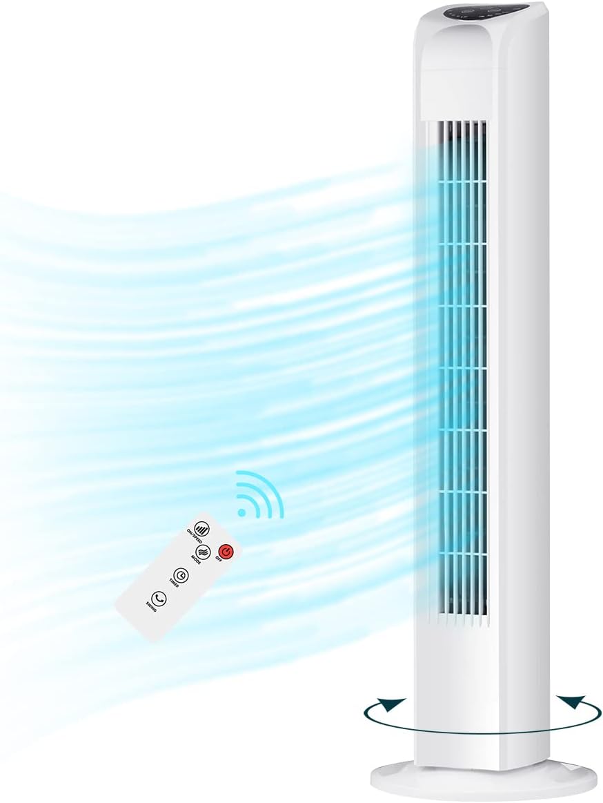 Uthfy Oscillating Bladeless Tower Fan for Quiet Cooling Needs
