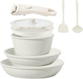 8PCS Ceramic Cookware Nonstick Pan Set - Removable Handle