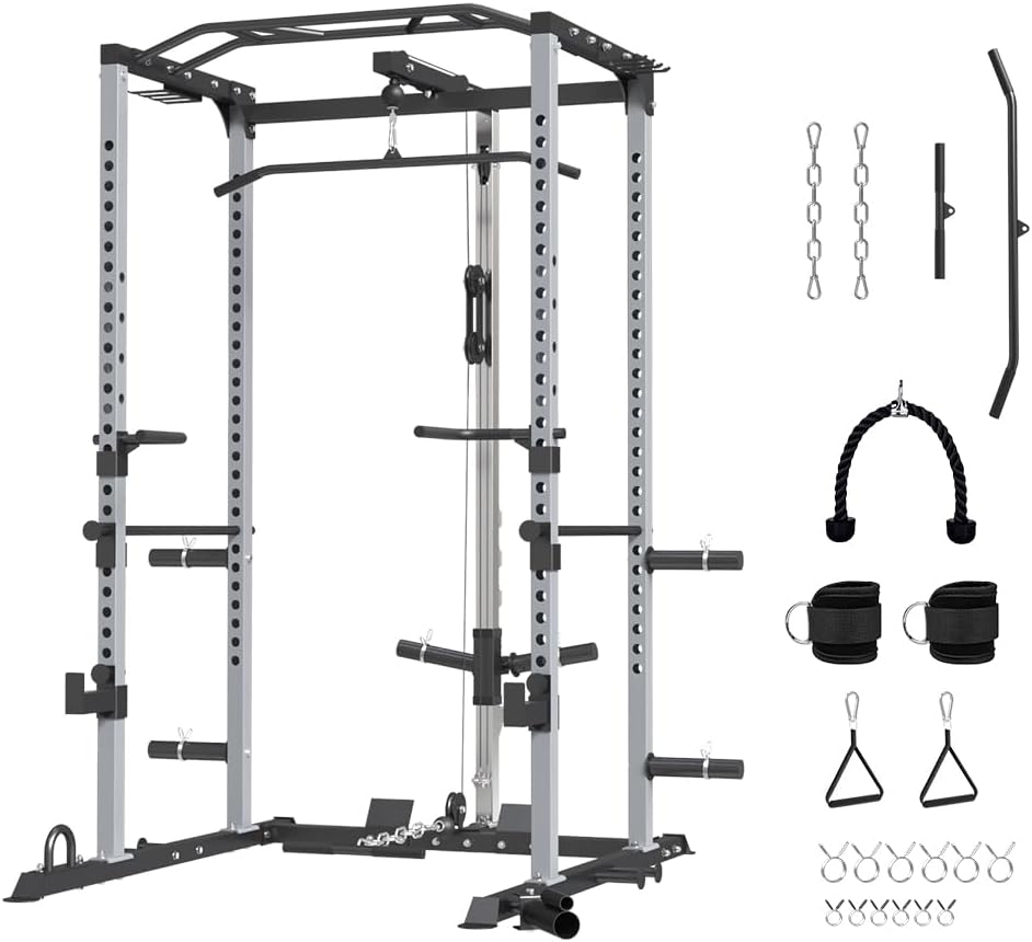Ultimate Home Gym Power Rack with LAT Pulldown System