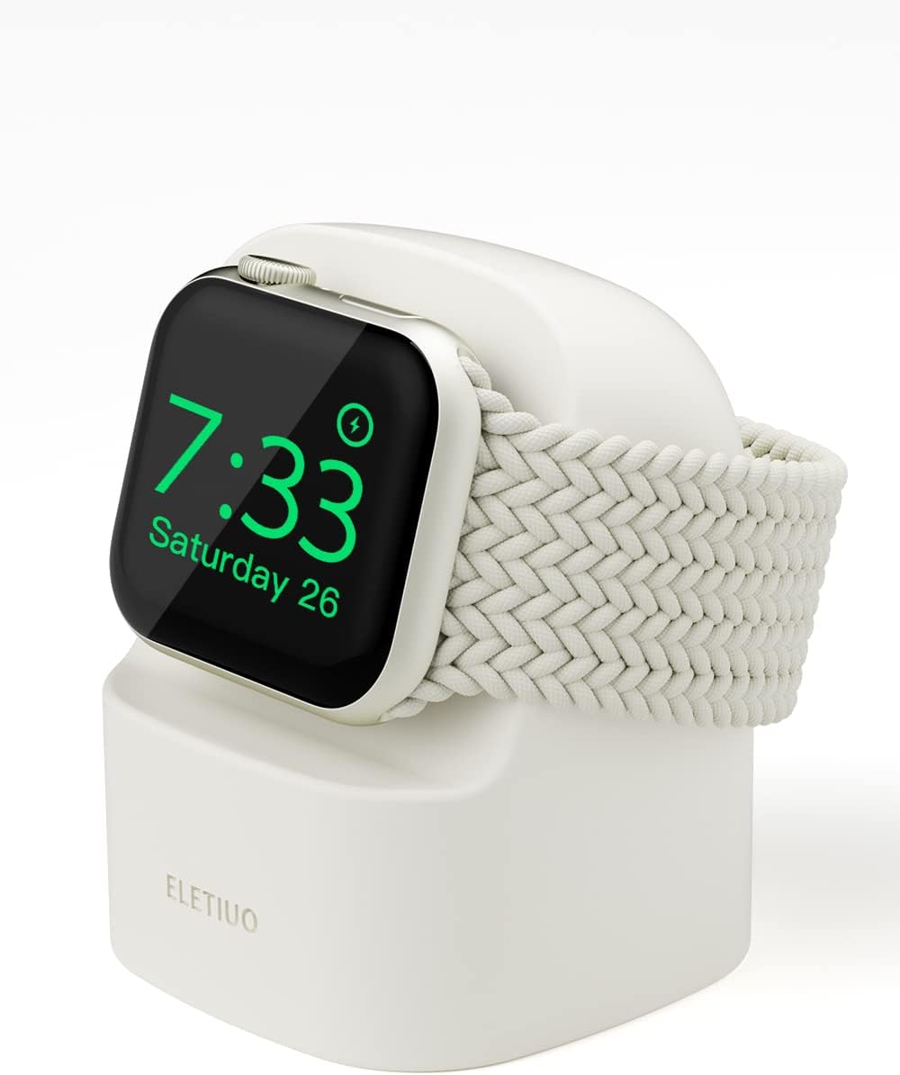 Silicone Charger Stand for Apple Watch Series (Retro White)