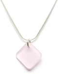 Sea Glass Delicate Diamond Pendant - Colorful Sterling Sea Glass